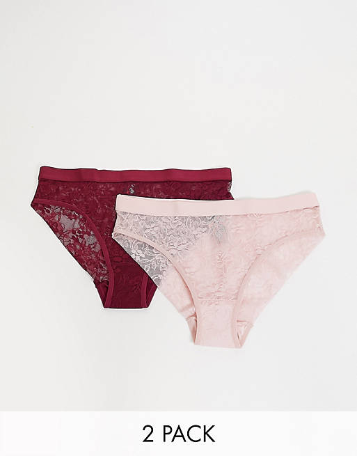 Tutti Rouge 2 pack lace brazilian brief in blush and wine