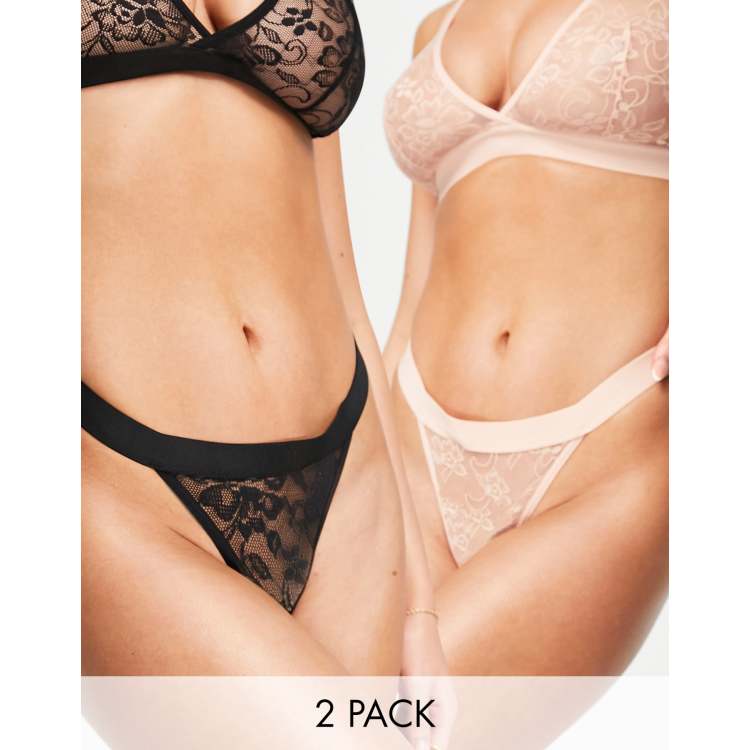 Tutti Rouge 2 pack lace thong in black and pink