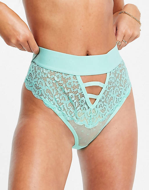 Tutti Rouge Ana polka dot caging thong in turquoise