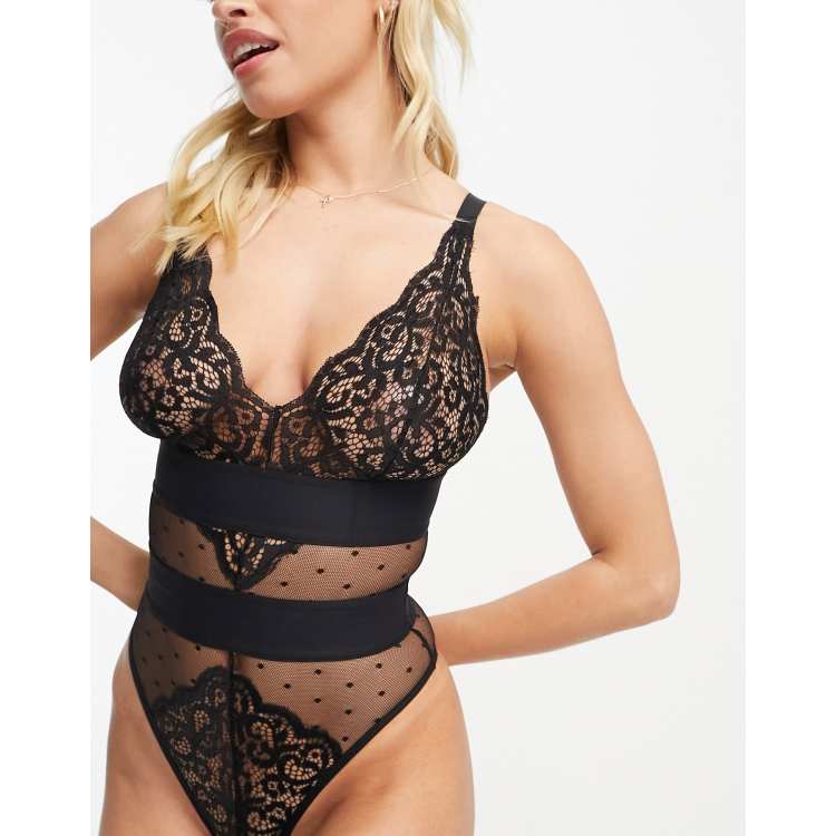 Body in plumetis di rete e pizzo Isabella Coppe Grandi Asos Donna Abbigliamento Intimo Body intimo 
