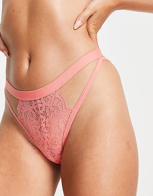 Tutti Rouge lace cut-out lingerie thong in coral | ASOS