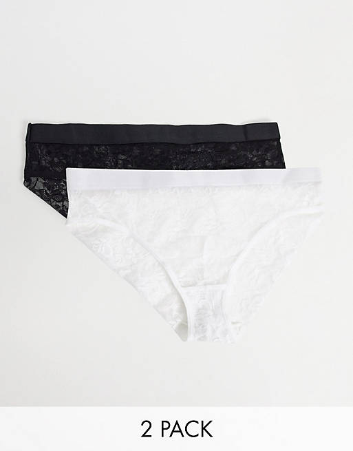 Tutti Rouge Duo 2 pack lace brief in black and white