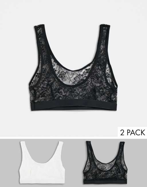 Tutti Rouge – Fuller Bust – 2er-Pack Bralettes aus Spitze in Schwarz und Weiß