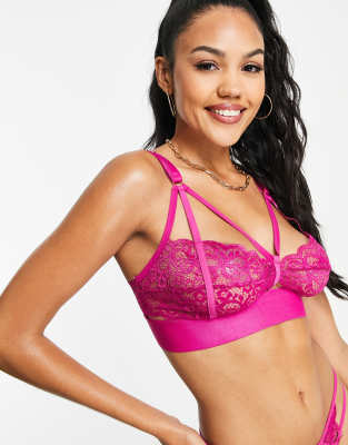 Tutti Rouge Fuller Bust Kennedy Strappy Semi Open Cup Lace Bralette In Pink