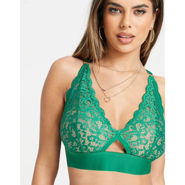 Tutti Rouge Fuller Bust lace bralette with strappy back detail in green