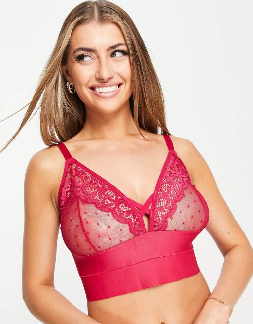 Tutti Rouge Fuller Bust - Victoria - Cerise-rød bralette med ekstra bred longline-detalje i blonder og mesh