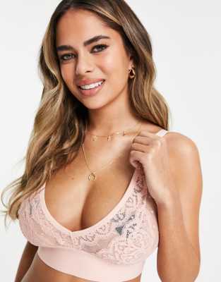 Tutti Rouge Fuller Bust Viva lace strappy back bralette in rose pink