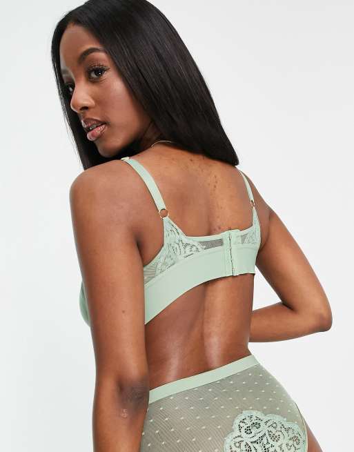 Tutti Rouge Fuller Bust Zera dobby mesh and lace mix nursing bralet in basil, 2 of 4