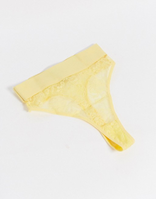 Tutti Rouge Luna lace high waist thong in yellow