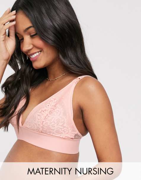 Tutti Rouge Maternity – Lola – Still-Bralette aus Spitze und gepunktetem Netzstoff in Korallenrot - view 1