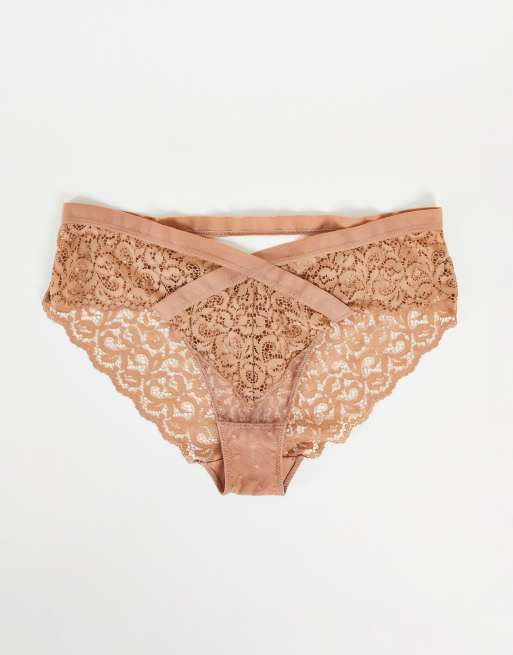 Tutti Rouge Seraph lace v-front briefs in warm sand