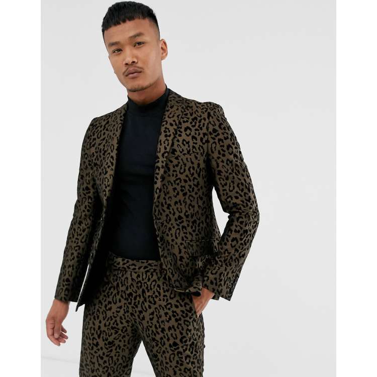 Mens leopard shop print suit