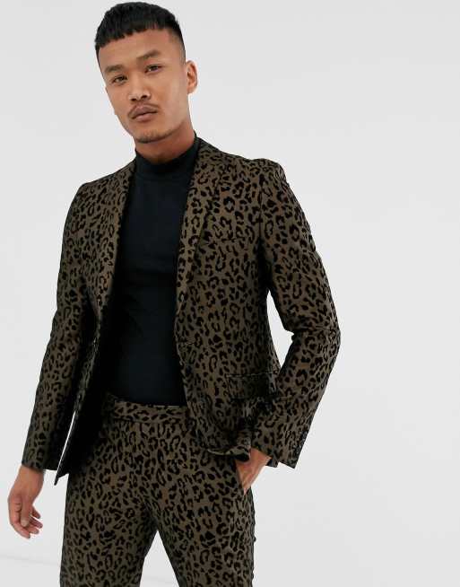 Mens leopard best sale print suit jacket