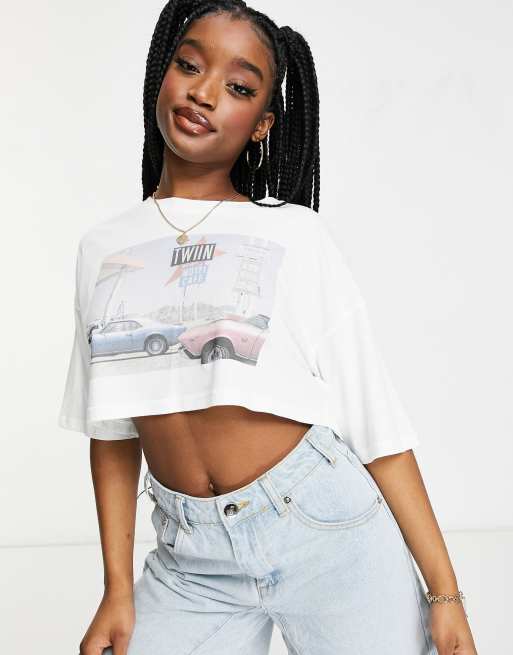 Oversized Crop T-Shirt, White