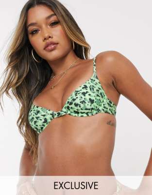 green animal print bikini