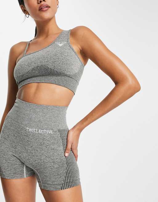 Twill Active seamless high waist shorts in petrol - DGREEN