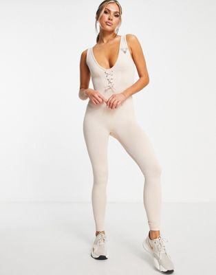 Twill Active seamless ribbed unitard in mink - LPINK - ASOS Price Checker