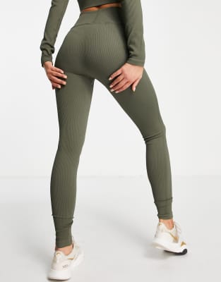 Khaki Green Sports Leggings