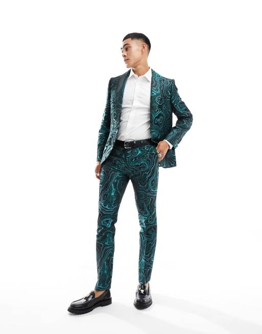 Twisted Tailor adichie marble suit jacket in green