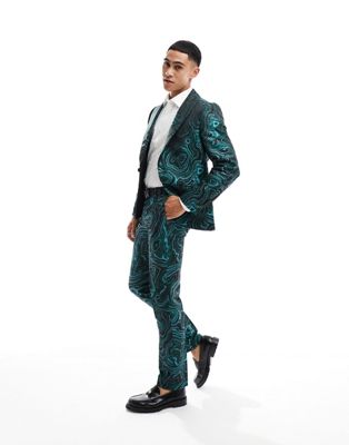 Twisted Tailor adichie marble suit trousers in green