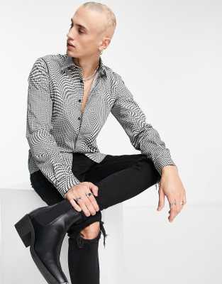 Twisted Tailor amoros check shirt in black