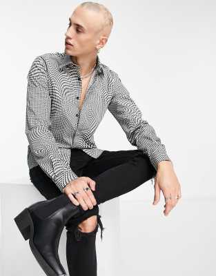 Twisted Tailor Amoros check shirt in black