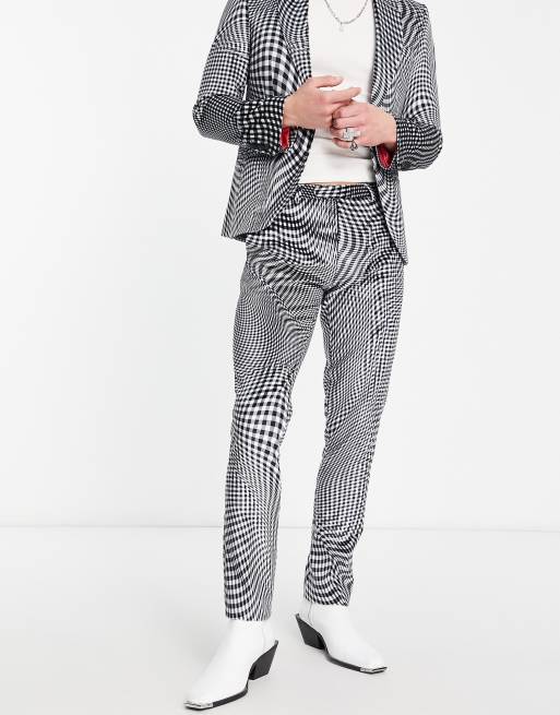 Twisted Tailor - Amoros - Pantalon de costume skinny à carreaux déformés - Noir et blanc, 4 de 5