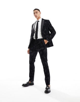 Twisted Tailor angelou flock suit trousers in black - ASOS Price Checker