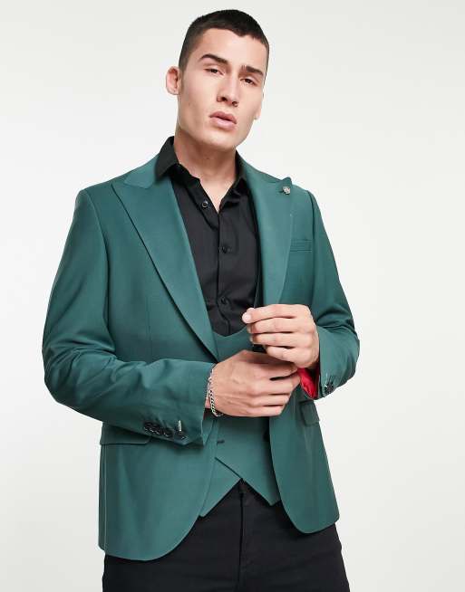 Twisted Tailor – Anzugjacke in Tannengrün