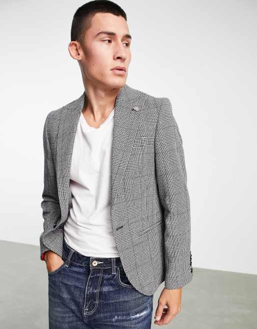 Twisted Tailor – Anzugjacke mit Prince of Wales-Karos und Kettenverzierung