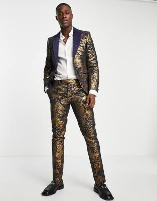 gold print suit