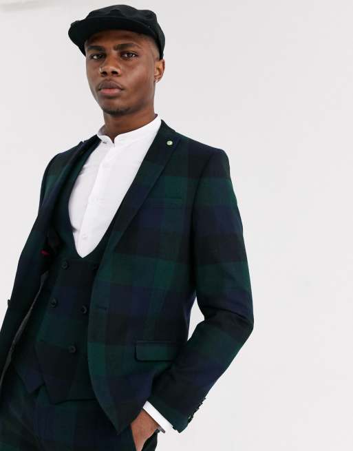 Twisted Tailor - Suit i super skinny pasform med grønne tern, 2 af 4