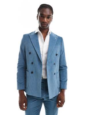 Aston double breasted slim suit jacket in blue - part of a set