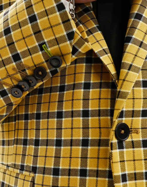 Twisted Tailor austens check suit jacket in yellow