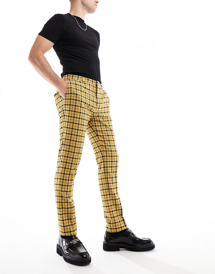 Twisted Tailor Austens Check Suit Pants In Yellow
