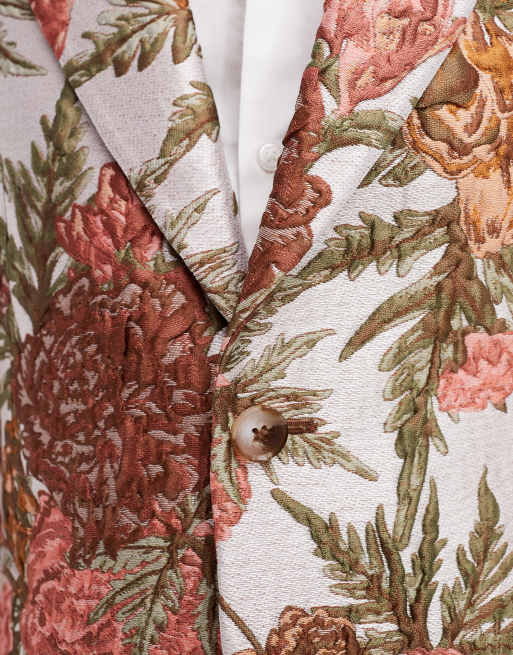Twisted tailor bold floral jacquard slim suit jacket in multi, 2 of 5