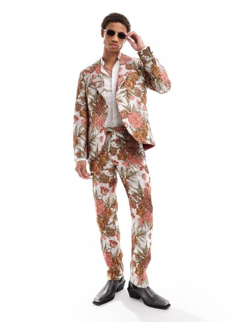 Twisted tailor bold floral jacquard slim suit jacket in multi, 3 of 5