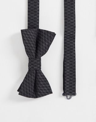 Twisted Tailor bow tie in black with tonal houndstooth print | ASOS
