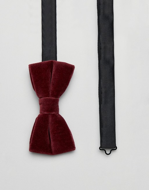 Twisted Tailor bow tie in burgundy velvet | ASOS