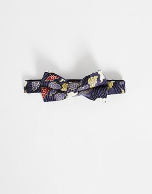 Twisted Tailor bow tie in navy with multicolour cloud print