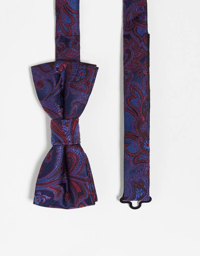 Twisted Tailor bow tie in navy with red paisley pattern