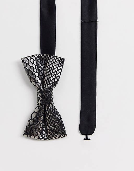Twisted Tailor bow tie with metalic snake skin in black | ASOS