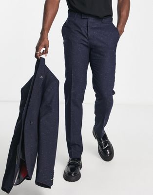 Twisted Tailor brenes slim fit suit trousers in navy nep