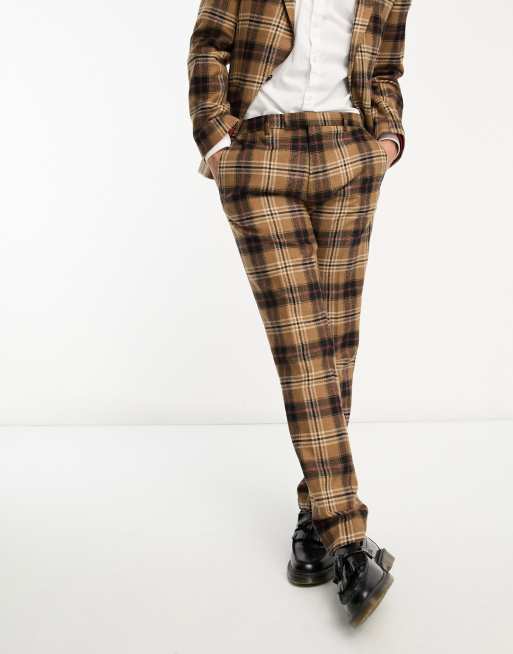 Twisted Tailor Bruin suit pants in brown heritage check