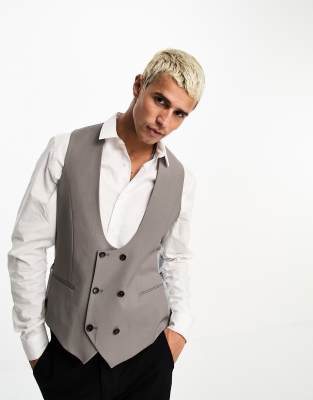 Twisted Tailor buscot suit waistcoat in mink grey - ASOS Price Checker