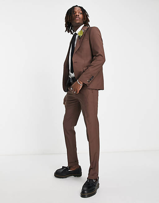Twisted Tailor buscot suit jacket in chestnut brown | ASOS