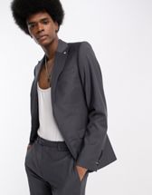 Jack & Jones Premium slim fit jersey suit jacket with slim pants in dark gray  melange