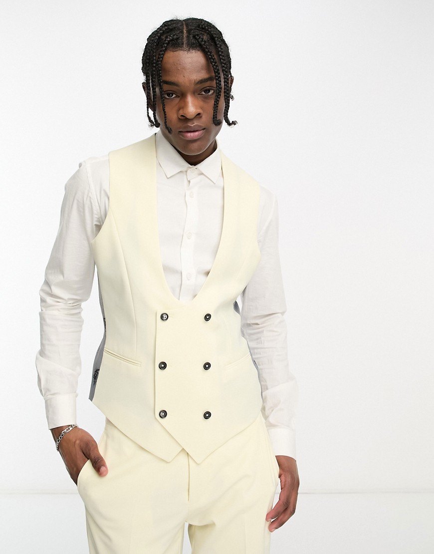 Twisted Tailor buscot suit waistcoat in off white