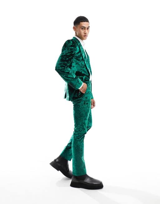 Emerald green 2025 velvet suit jacket