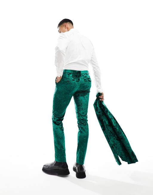 Green velvet pants on sale suit